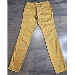Prana Pants Women's 4/27 Mustard Yellow Mid Rise Skinny Leg Denim Jeans